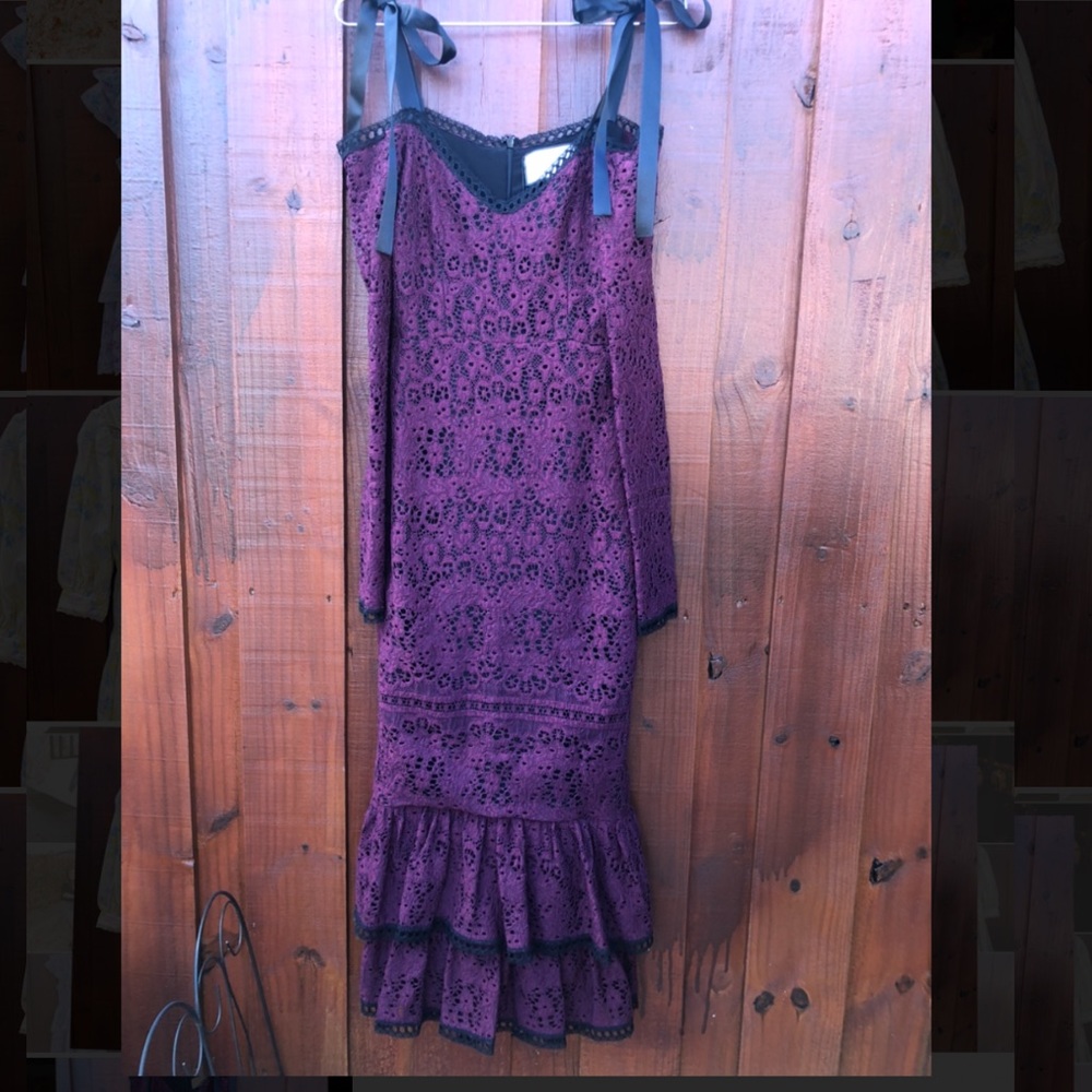 ALEXIS Burgundy Lace Maxi Dress